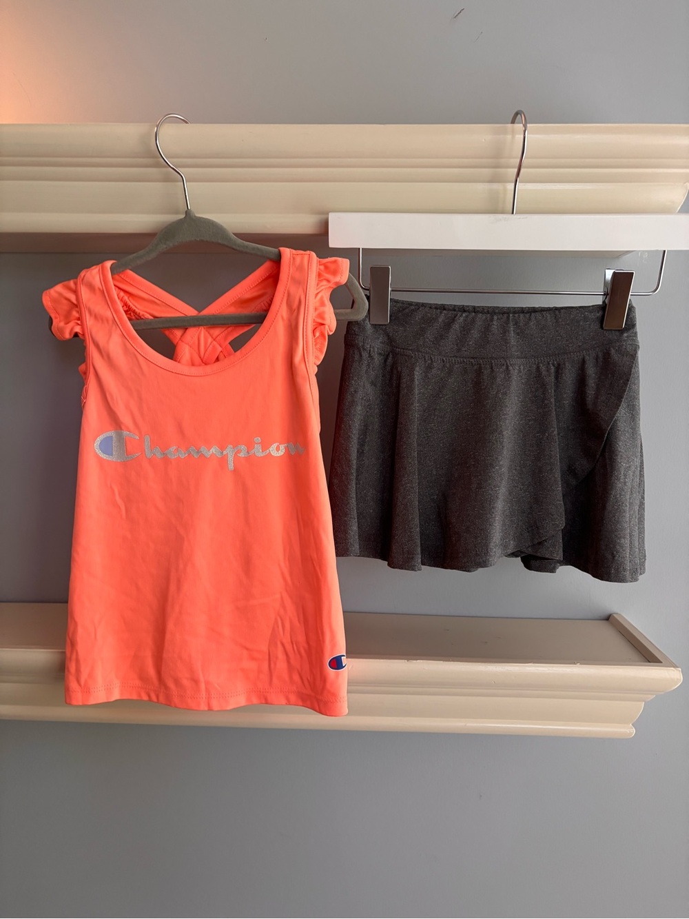 Champion Coral Athletic Tank with Charcoal Skort Set